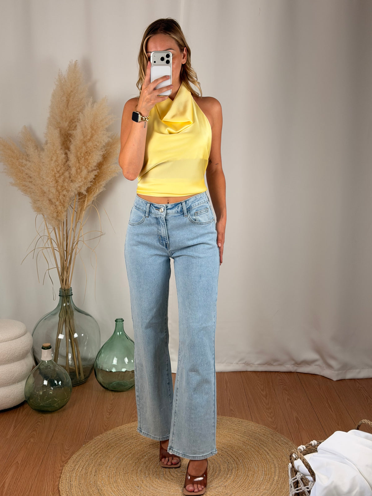 Jeans bleu pailleté