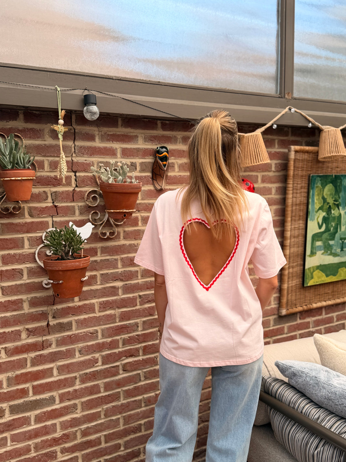 T-shirt coeur brodé