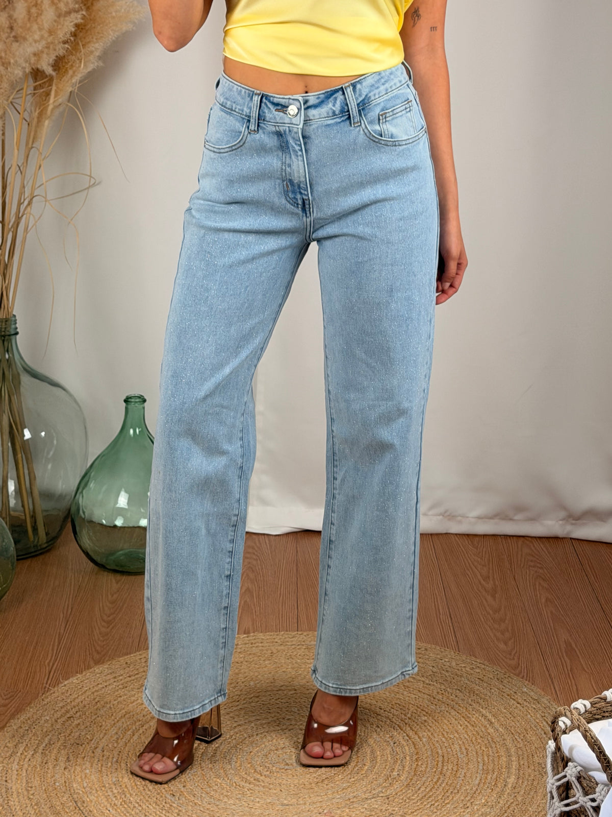 Jeans bleu pailleté