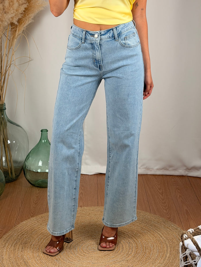 Jeans bleu pailleté