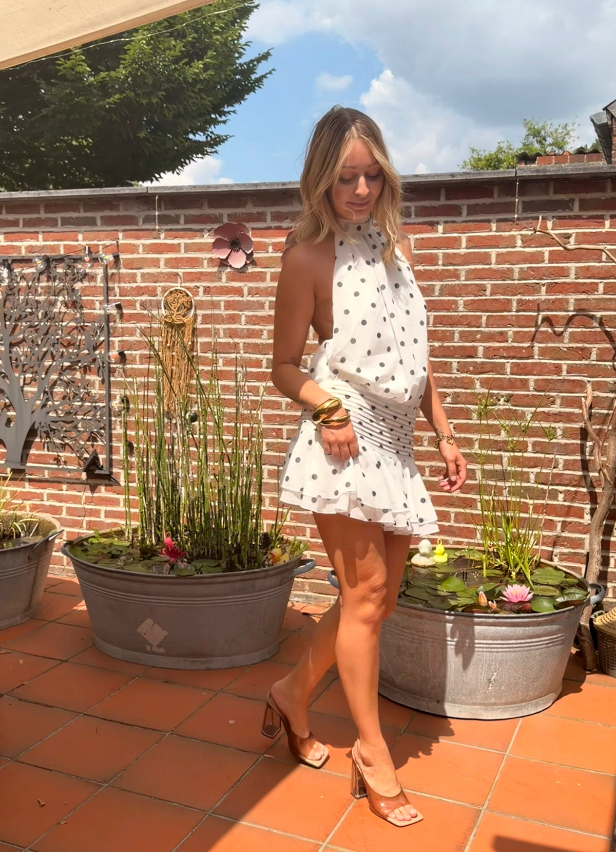 Robe courte à pois
